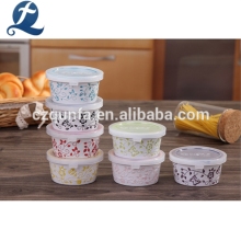 Custom Decorate Ceramic Bakeware Set With Handle