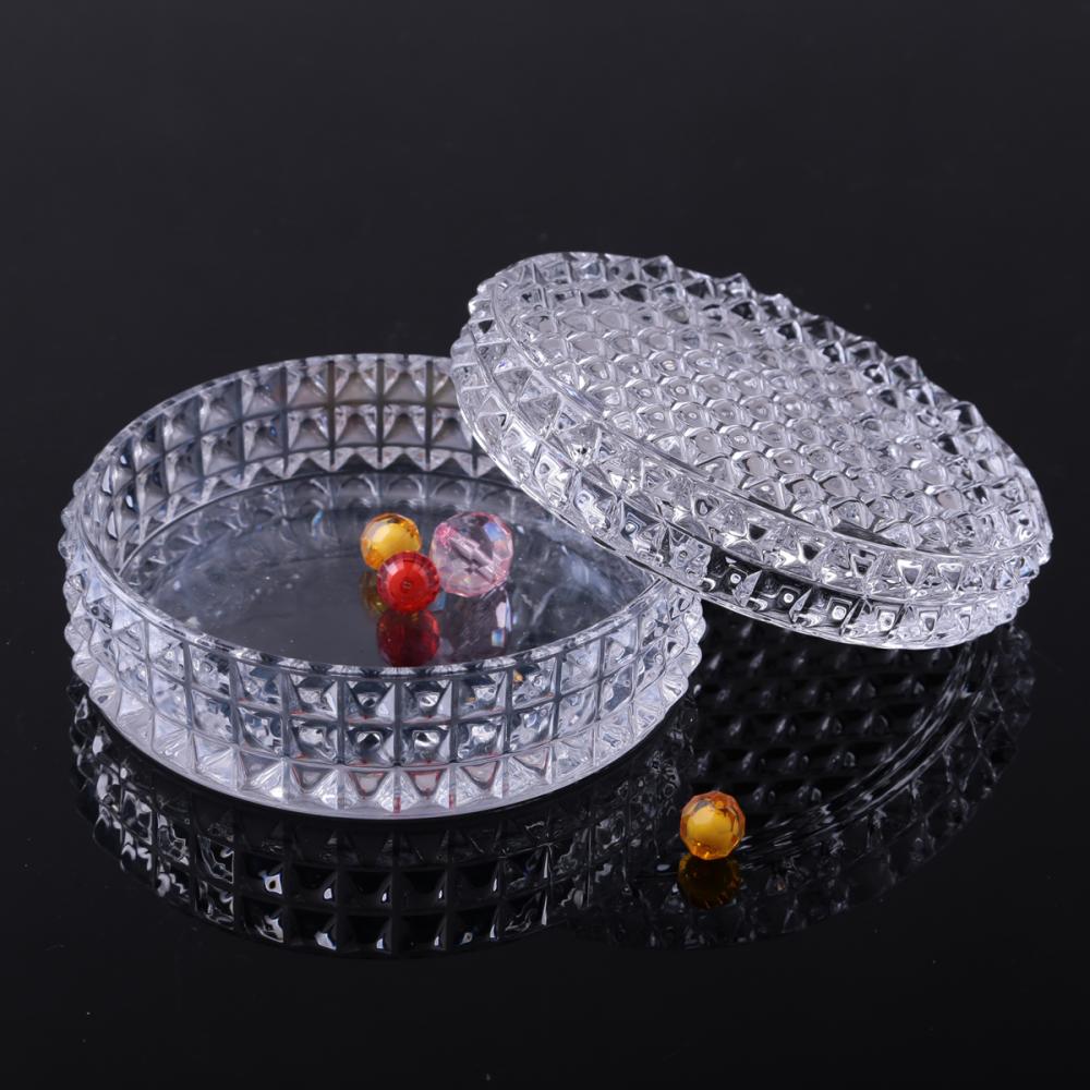 Br 1546clear Round Glass Jewelry Box Trinket Box