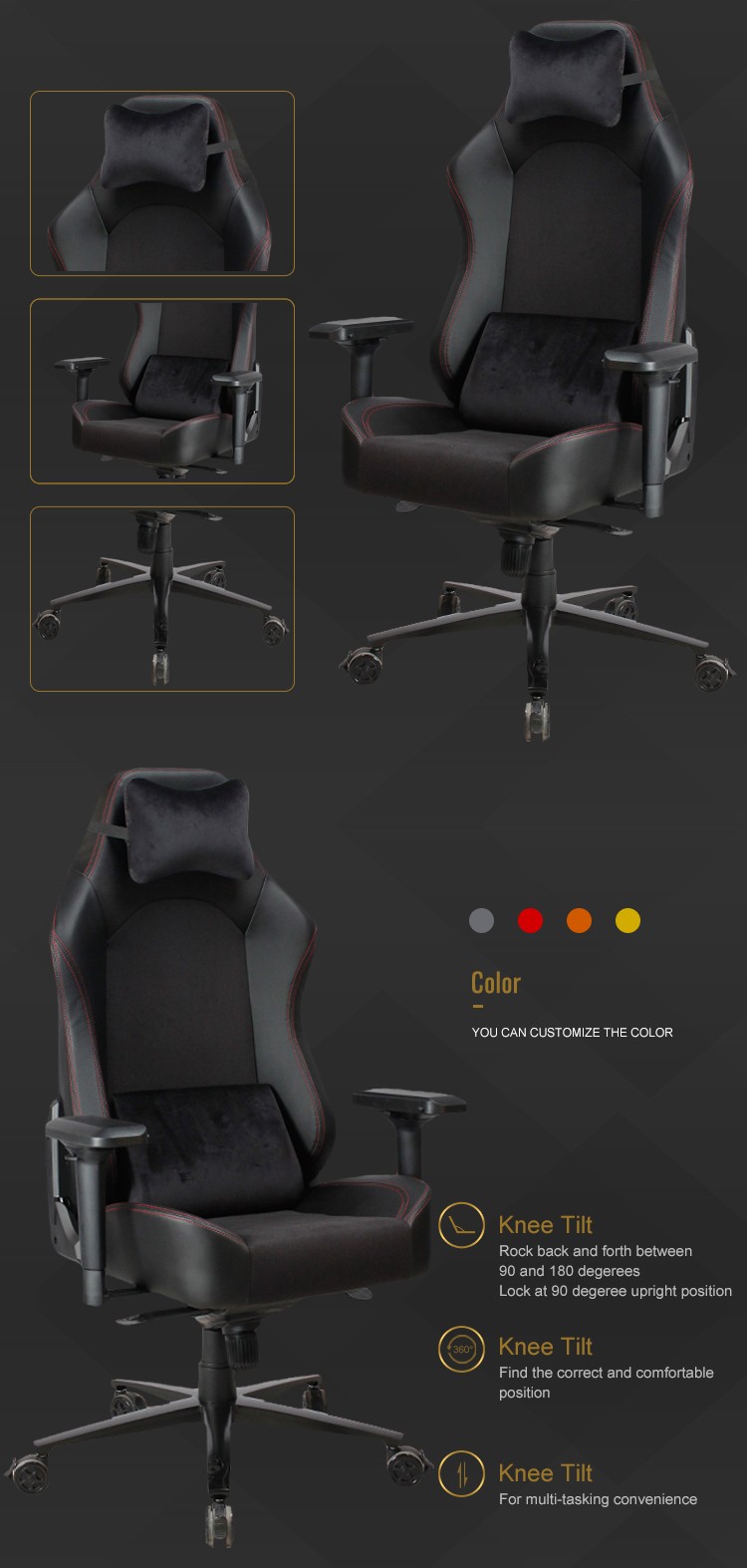 Judor Ergonomic Gaming Chair Computer PC Gamer Chair Adjustable Racing Chairs Furniture