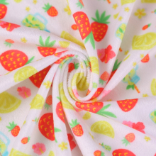 Wholesale Custom Strawberry Print Minky Fabric for Soft Baby Blankets