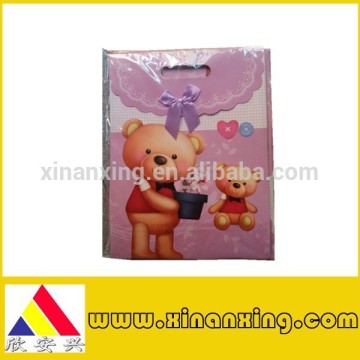 pink gift paper bags with bear printing