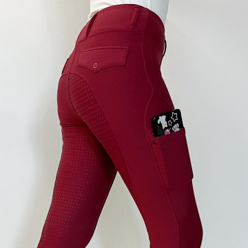 Pantalon équestre respirant des femmes rouges classiques