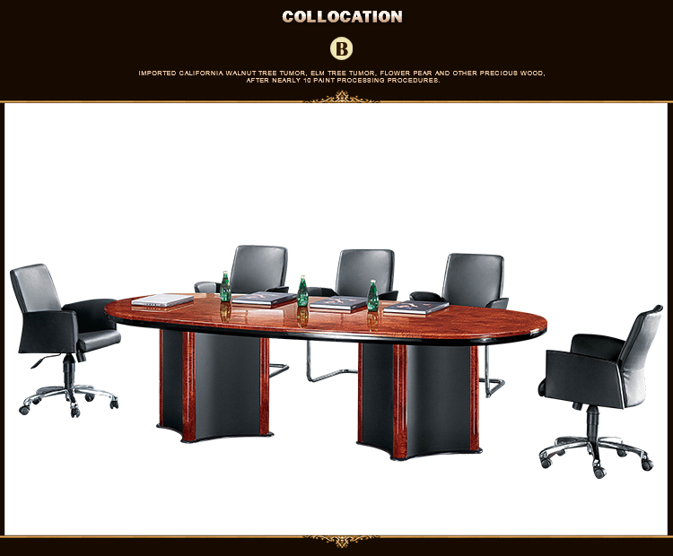 office meeting room Wooden Leather luxury design 8 people conference table and Conference chair set