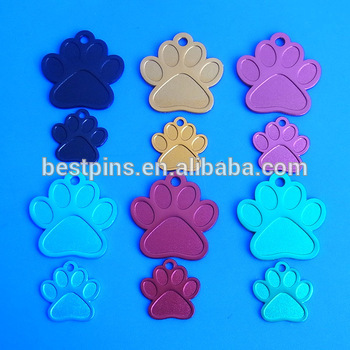 wholesale factory blank metal pet tags paw shaped engraved