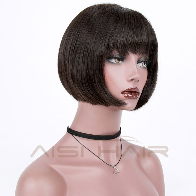 Aisi Hair Wholesale 10a Grade Peruvian Hair in China 8 Inch Full Lace Bob Wigs For Black Women