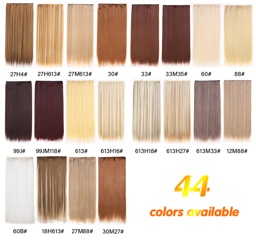 Alileader Good Quality Straight Heat Resistant Synthetic 5 Clips In Hair Extension 24 Inch One Piece Hair Extensions