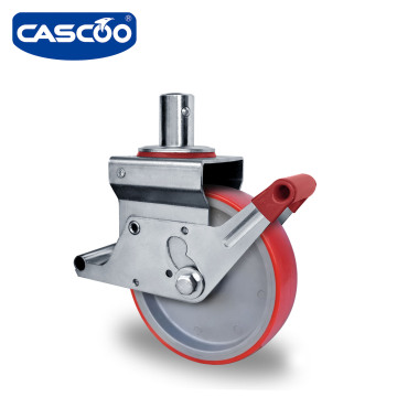 CASCOO 200mm Polyamide Grey & Red Thermoplastic Polyurethane Castor Wheel for Scaffolding