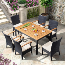 Modern 6-Seater Outdoor Dining Set for Garden, Patio, Hotel, Villa, Beach, and Restaurant