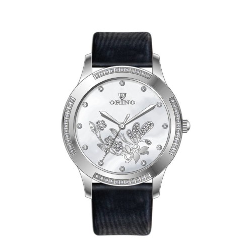 Flower Pattern Women Leather Pearl Watch