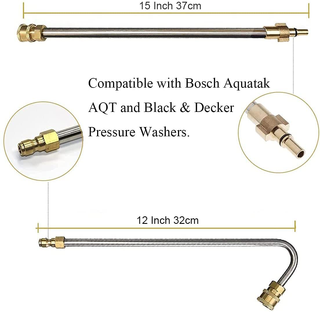 2 PCS Tekanan Washer Wands Extension, Jet Wash Gun Lance Adapter Kompatibel Dengan 5 Nozel Semprot