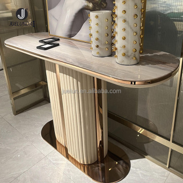 Modern Designer Gold Stainless Steel Curved Console Table