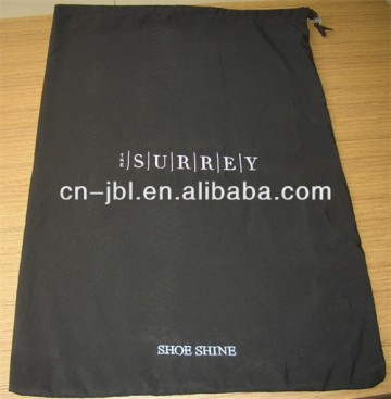 Black Microfiber Shoe Bag With Locking Drawstring Toggle