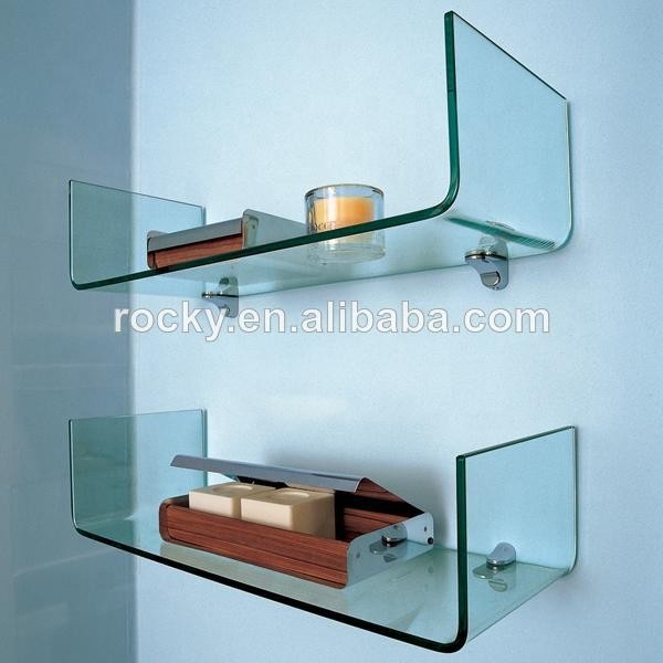 China manufacturer 4mm 5mm 6mm 8mm safety Toughened Clear Curved bent Tempered Glass Shelf for bathroom