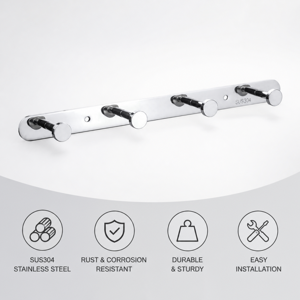 Gancho de roupão de banheiro de aço inoxidável Rustproof Steel Bathroom Robe Hook