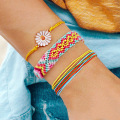 Pulseras impermeables hechas a mano de la amistad de la pulsera del encanto del girasol para las mujeres