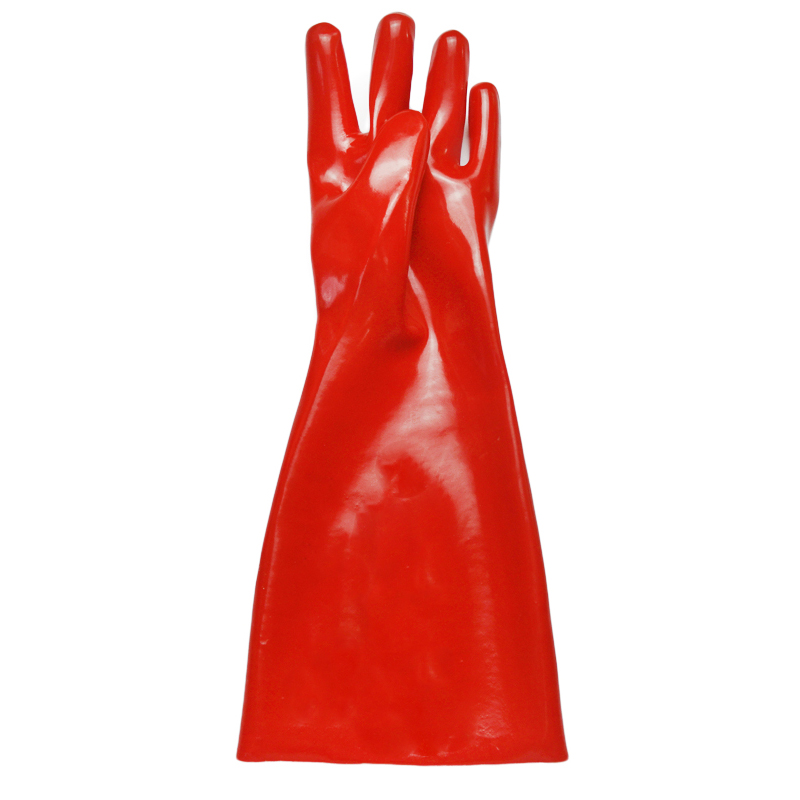 Red PVC coated gloves polyster linning 18''