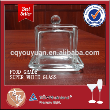 Cheap wholesale candy dish glass with square lid