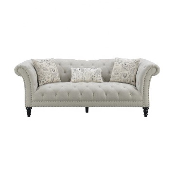 Living Room Furniture Custom Hotel Sleeper 3 Seater White Tufted Fabric Chesterfield Couches Luxury Sofa