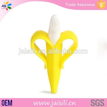 High grade infants silicone baby training banana toothbrush teether