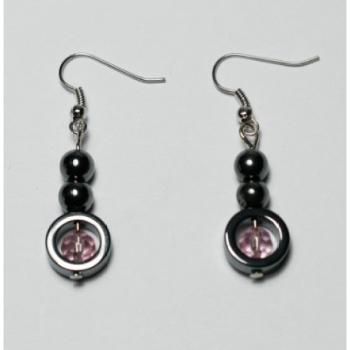 Hematite Earring with silver color finding