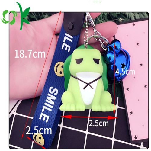 Tahan lama Silikon Kustom 3D Travel Frog Keychain Label