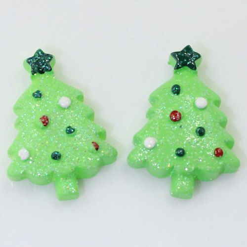 Decorativo mini albero di Natale verde a forma di cabochon perline flatback melma per ornamenti albero di Natale Spacer