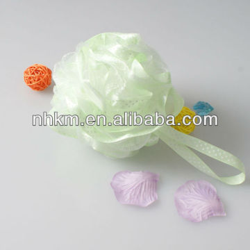 Aqua Flower Mesh Bath Ribbon Flower Bath Pouf