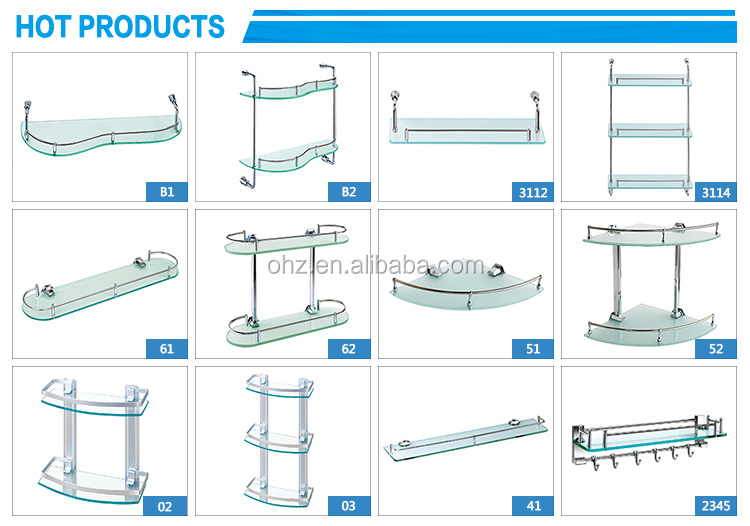 Hot Selling Stainless Steel Bathroom Corner Glass Shelf/Bath Holder