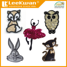 cartoon character sequin embroidery patch,iron on or self adhesive on patch,high quality embroidery patch