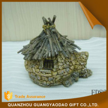 Figurine souvenir items wood house sculpture with resin material gift item