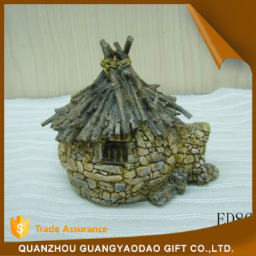 Figurine souvenir items wood house sculpture with resin material gift item