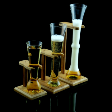 Ale Beer Glass with Wooden Stand