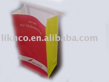 airline sickness bag with block bottom