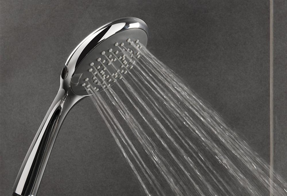 Black Abs Chrome Plated Handheld Shower Head With Cleaning Silicone Nozzles