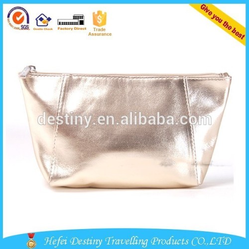 promotional fashion custom zipper golden cosmetics purse