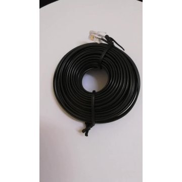 6P4C kabel telepon hitam kabel telepon RJ11 datar