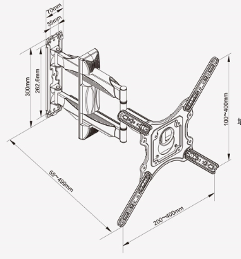 W6 TV wall mount size drawing 2