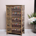 Recyclable Wooden Storage Cabinet Wicker Basket Drawers