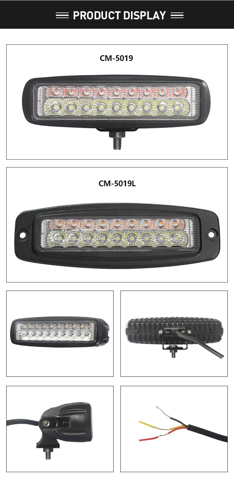 Ecer10 IP67 7.5 "18W Dual Color White Amber Offroad Light Engineering Truck Light LED Work Light