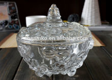 High clear glass container with glass lid/Glass candy container