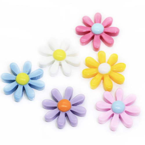 Multi Color Fancy Daisy Flower Shaped Resin Cabochon Flat Back Kralen Meisjes Kleding Haaraccessoires Charms