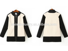 Black and white Contracted collar lady 's PU coat