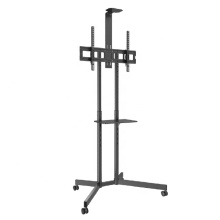 Versatile Compact Steel Height-Adjustable Mobile TV Cart with Shelf - MSD003MT