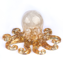 Clear Crystal Raw Chip Stone Resin Octopus Ornament for Home Decor