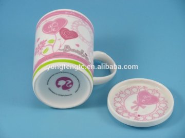 YF18037 ceramic coffee cup with lid ceramic tea cup with lid