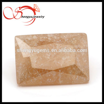 rectangle champagne synthetic cracked cubic zirconia gems