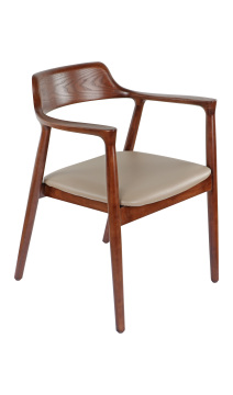 Solid wood leather armrest Hiroshima chair