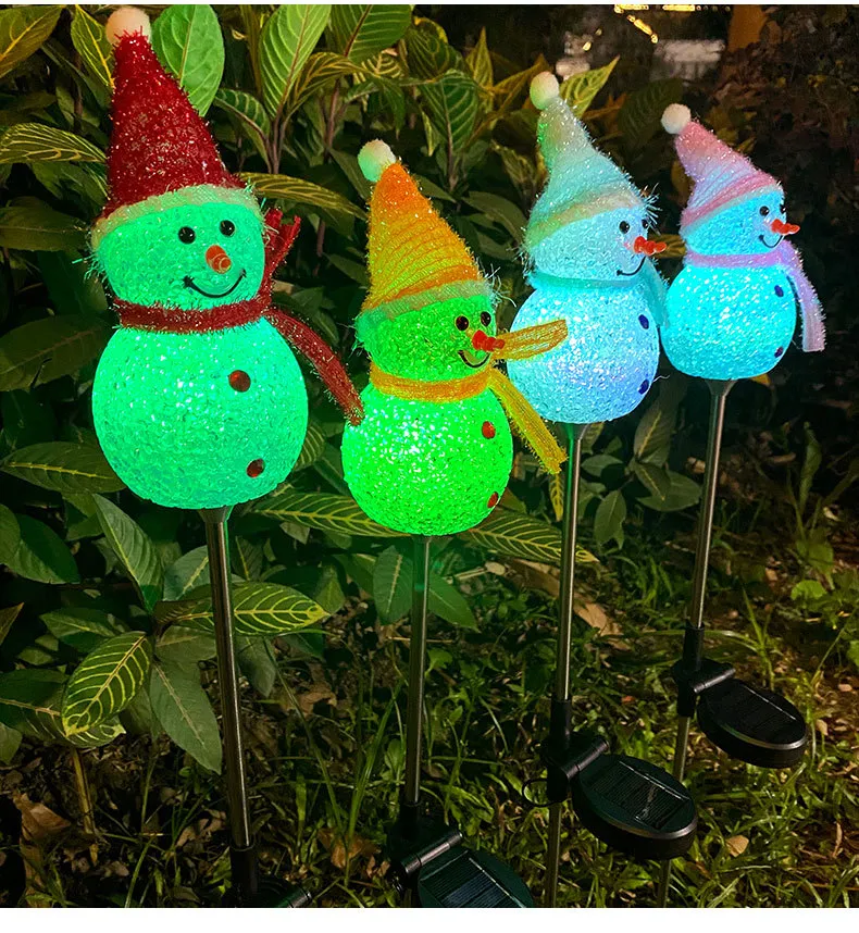 Illuminating Festive Snowman Solar Floor Lamps for Outdoor Decor