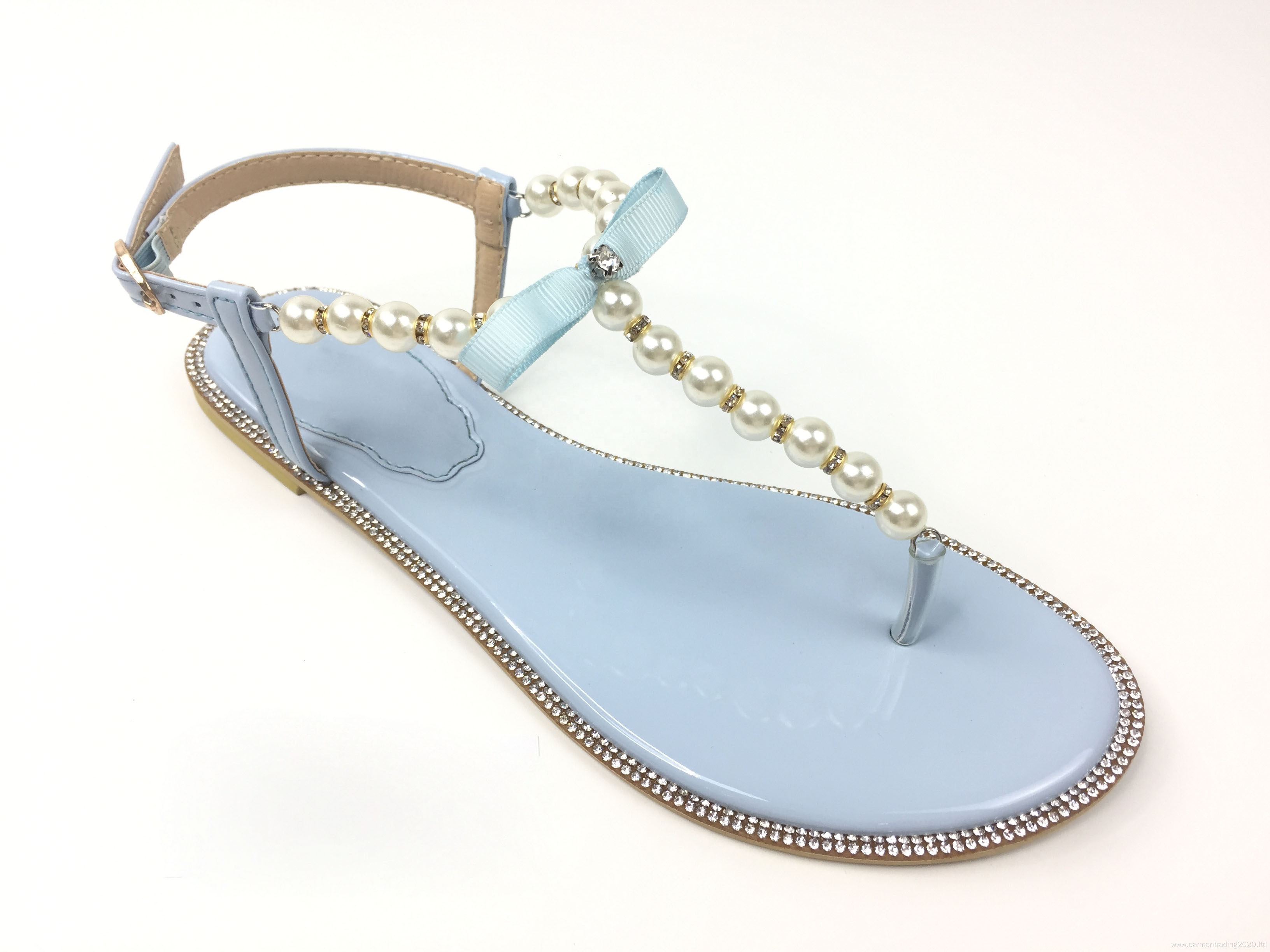 T-Strap Pearl Ballet Flat Sandals