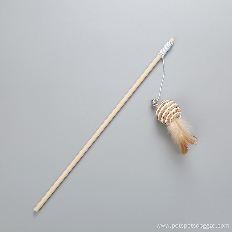 Mouse on a wooden stick feather cat toy